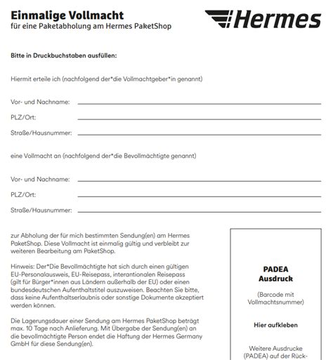 hermes abholvollmacht pdf|vollmacht hermes vorlage.